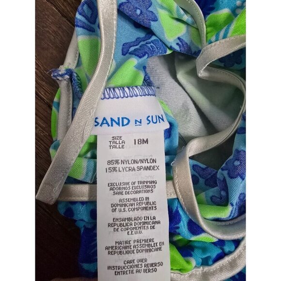 Vintage 90s Sand n Sun Blue Tropical Baby Swimsuit 18 M - Picture 4 of 10